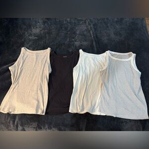 Lot of four - Nine West tank tops -cream, black/white stripe, black, white, XXL